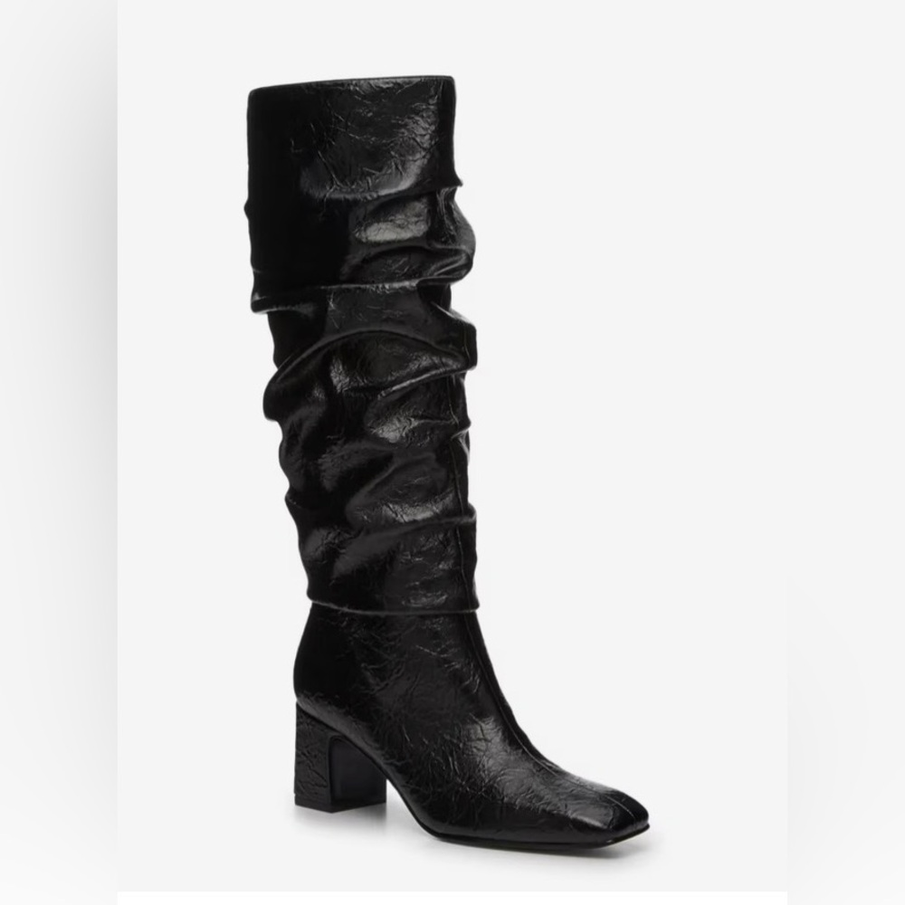 Steve Madden Carterr Black Slouch Shiny Women's Knee Boots